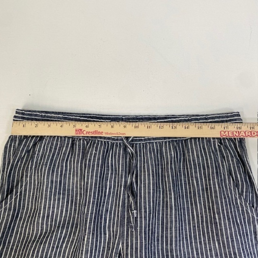 L.L.Bean Women's Linen Striped Cropped Wide Leg Pants Blue White Size 16 - Picture 2 of 9